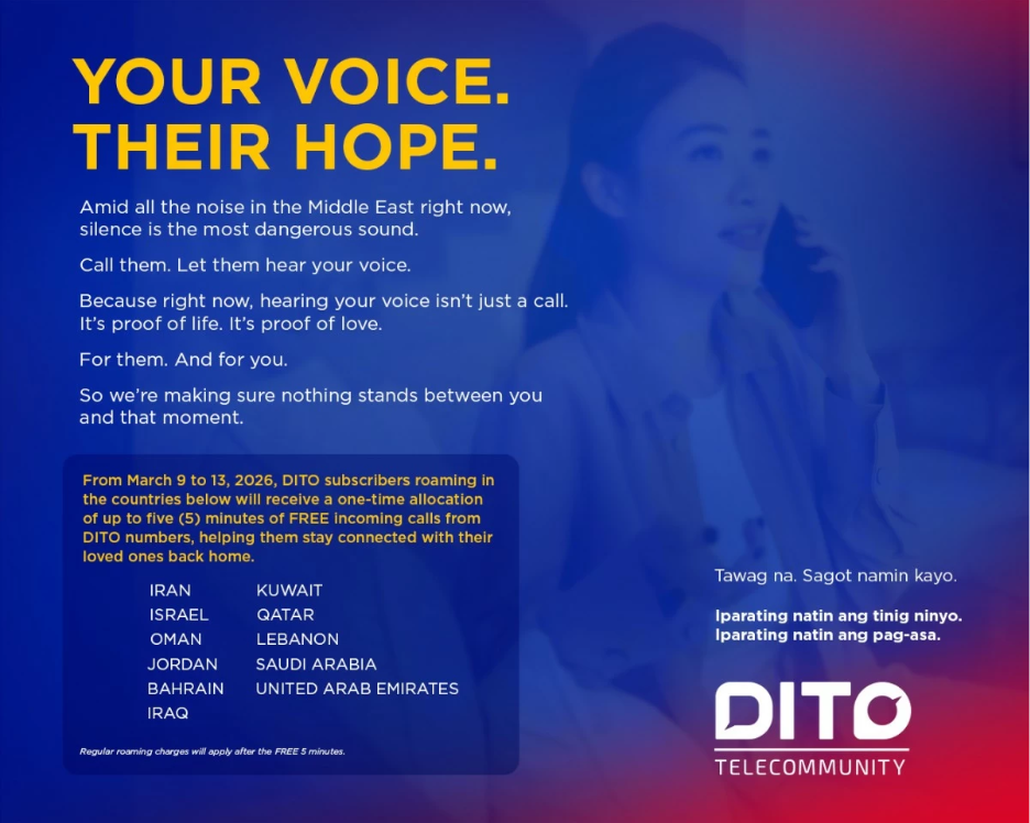 DITO Extends Free Calls to Keep Filipinos Connected Amid Middle East Crisis