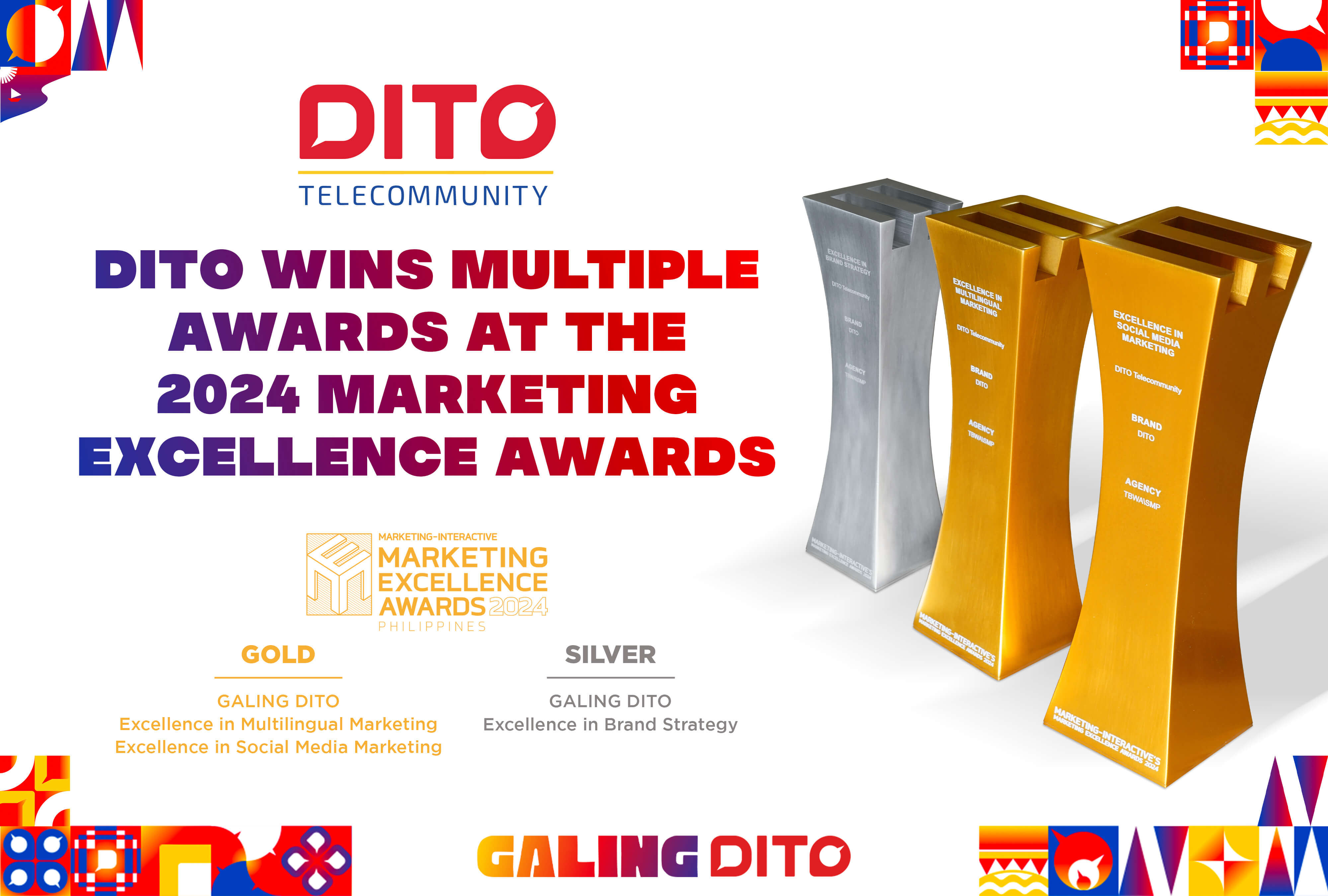 DITO Telecommunity Celebrates Major Wins at the 2024 Marketing Excellence Awards and Asia-Pacific Stevie Awards