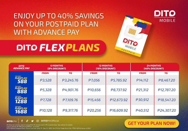 Enjoy up to 40% savings on your postpaid plan with advance pay
