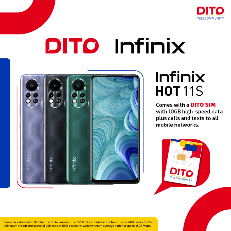 Infinix Hot 11S comes with a DITO sim